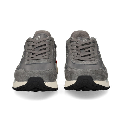 Emporio Armani, Fabric Sneaker With Suede Inserts Vintage Running-Grey