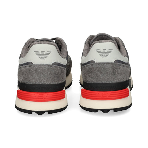 Emporio Armani, Fabric Sneaker With Suede Inserts Vintage Running-Grey