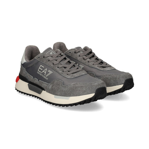 Emporio Armani, Fabric Sneaker With Suede Inserts Vintage Running-Grey