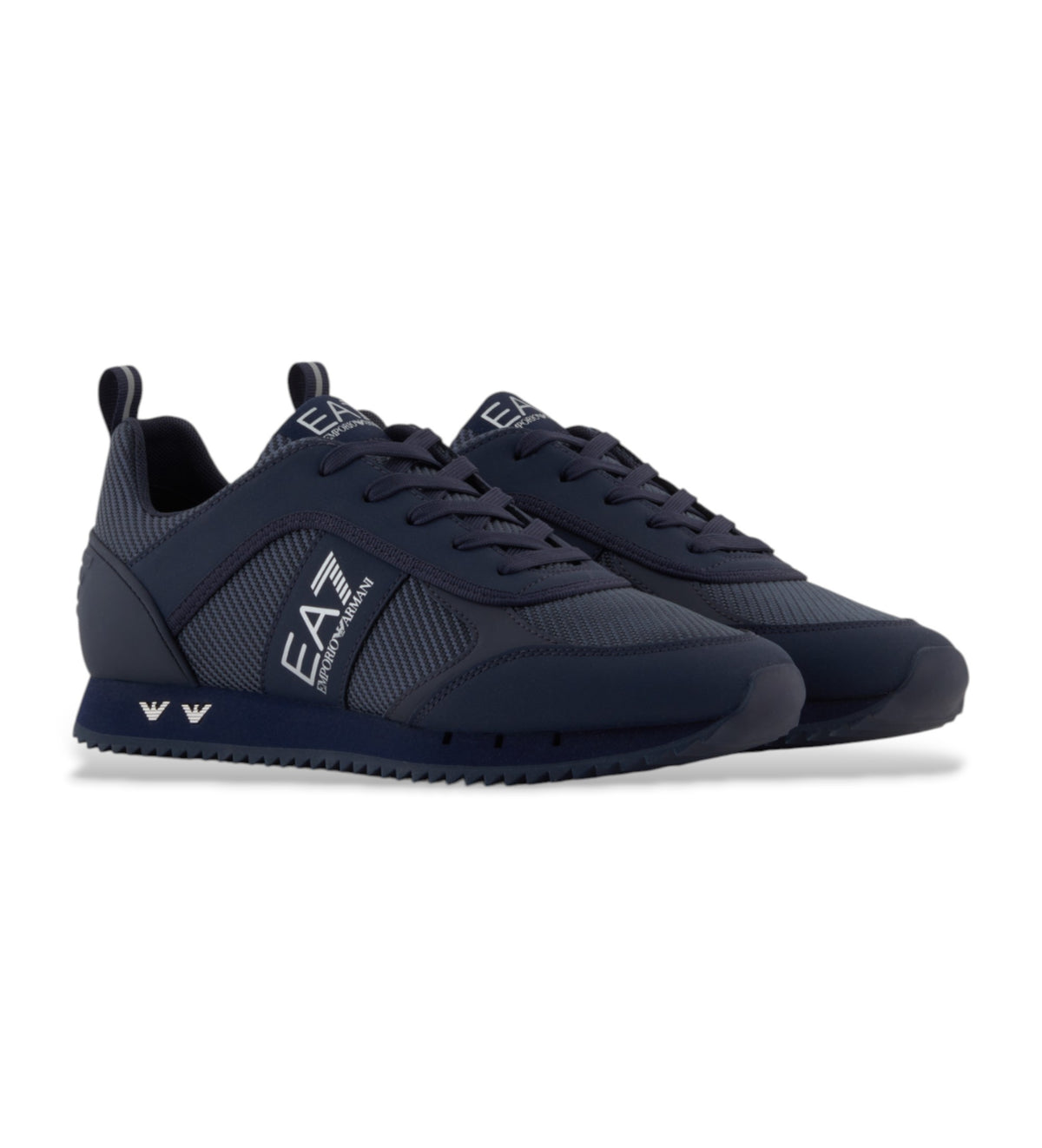 Emporio Armani, EA7 Navy & Silver Carbon Mesh Unisex Sneakers