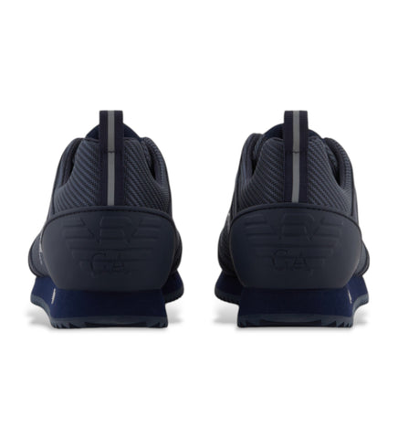 Emporio Armani, EA7 Navy & Silver Carbon Mesh Unisex Sneakers