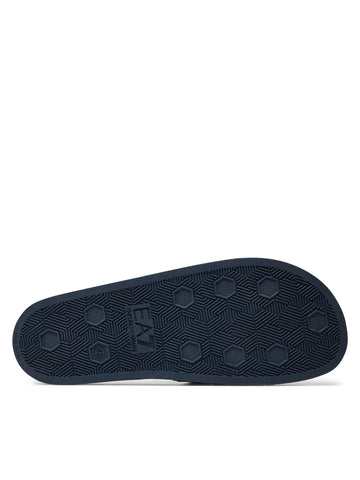 EA7, Navy Monogram-Printed Logo Slides