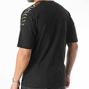 EA7, Black And Gold Banded T-Shirt