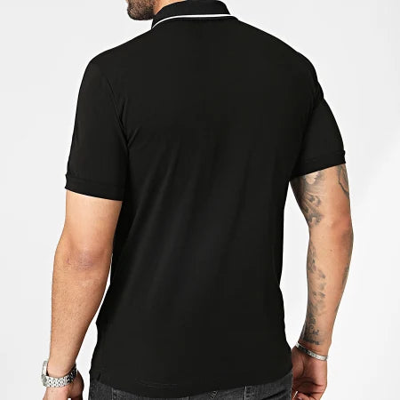 EA7, Black Polo Shirt With Bands