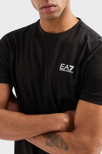 EA7, Detailed Sleeves Black T-Shirt