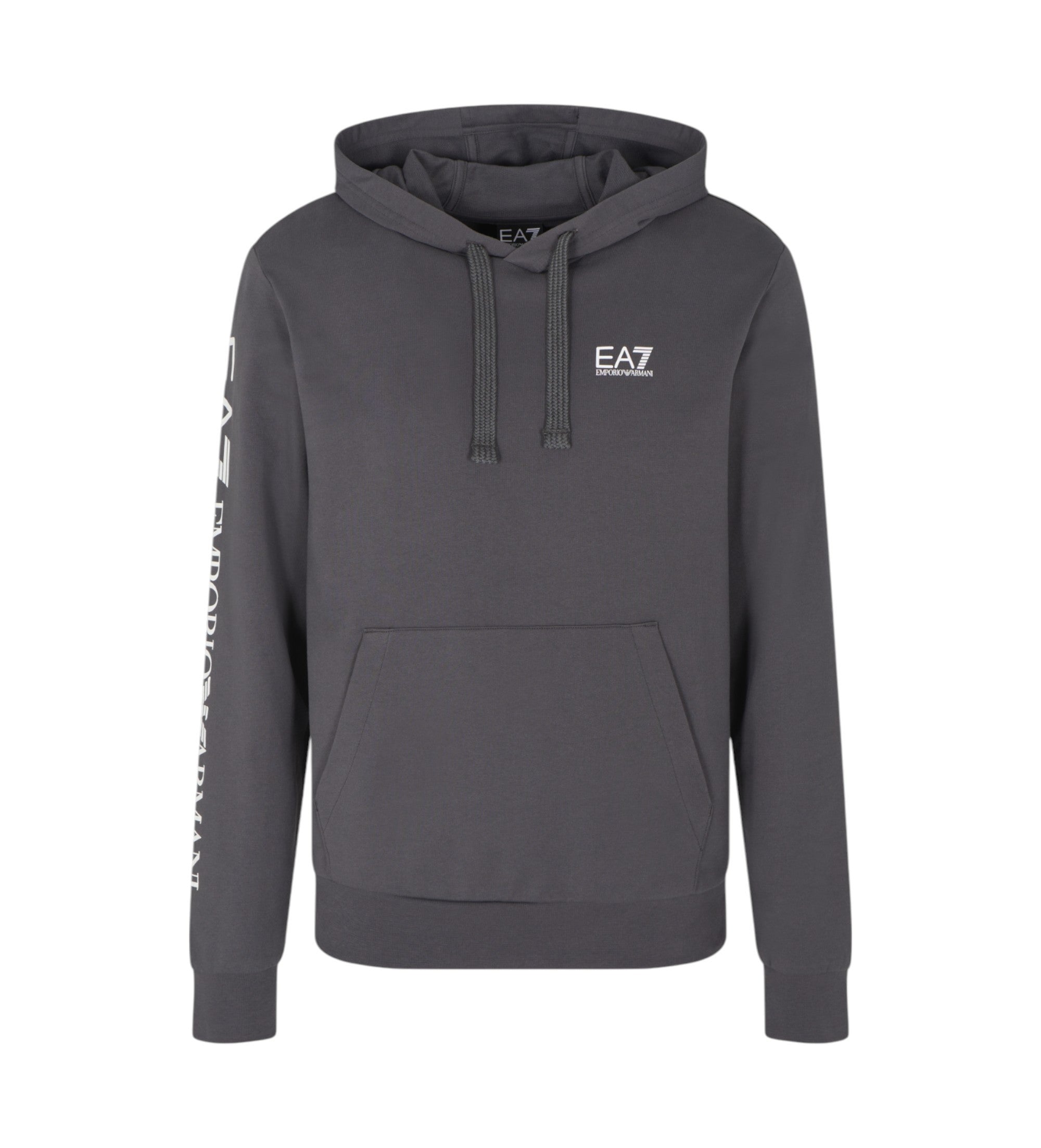 Emporio Armani, Logo Series Cotton Hooded Grey Sweatshirt