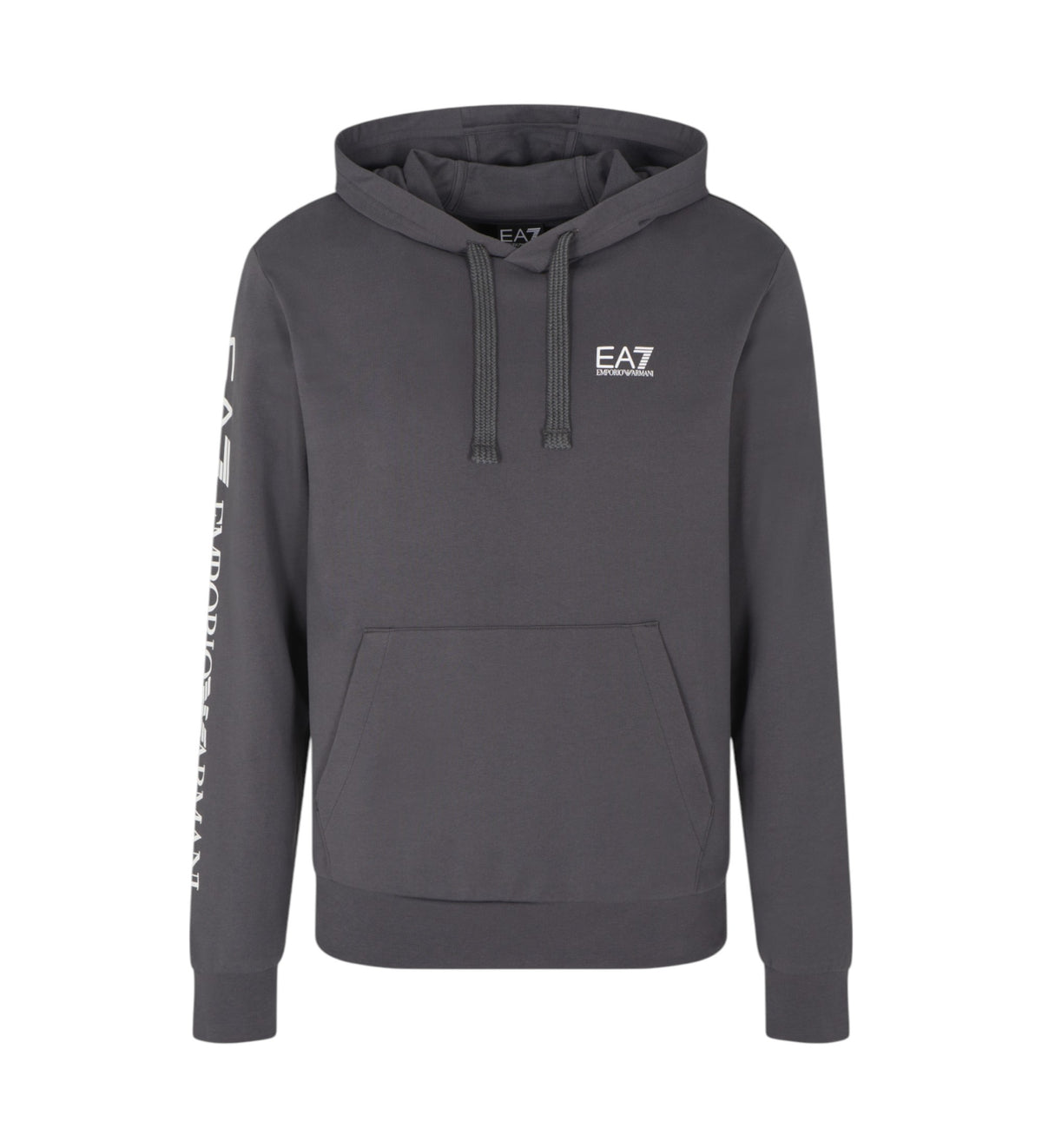 Emporio Armani, Logo Series Cotton Hooded Grey Sweatshirt