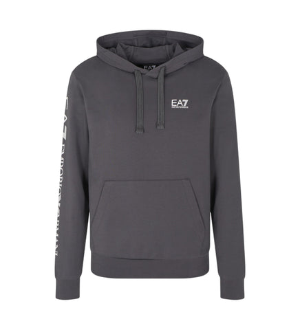 Emporio Armani, Logo Series Cotton Hooded Grey Sweatshirt
