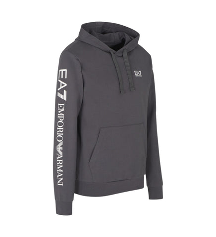 Emporio Armani, Logo Series Cotton Hooded Grey Sweatshirt