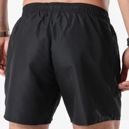 EA7, Black With Silver Emblem Swim Short