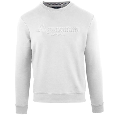 Aquascutum, Embossed Brand Logo White Sweatshirt