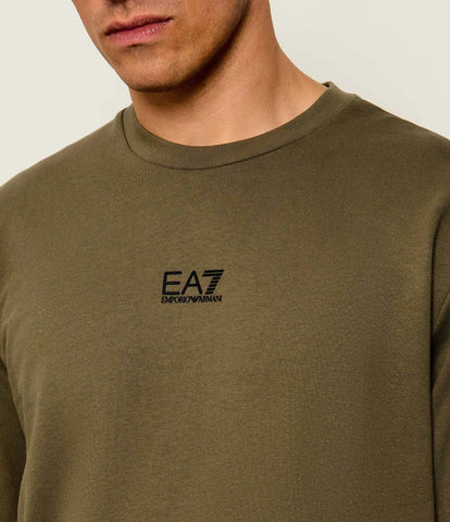 Emporio Armani, Long sleeve  Olive Sweatshirt In Cotton With Logo Core Identity