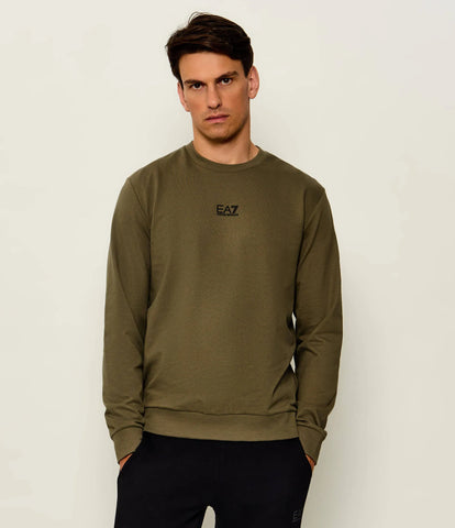 Emporio Armani, Long sleeve  Olive Sweatshirt In Cotton With Logo Core Identity