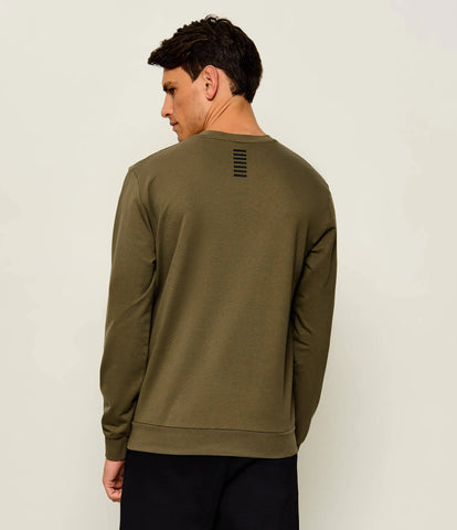 Emporio Armani, Long sleeve  Olive Sweatshirt In Cotton With Logo Core Identity
