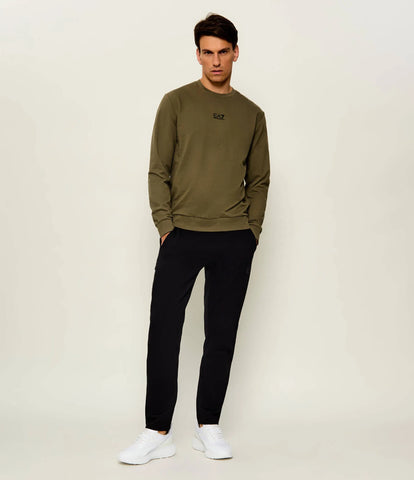 Emporio Armani, Long sleeve  Olive Sweatshirt In Cotton With Logo Core Identity