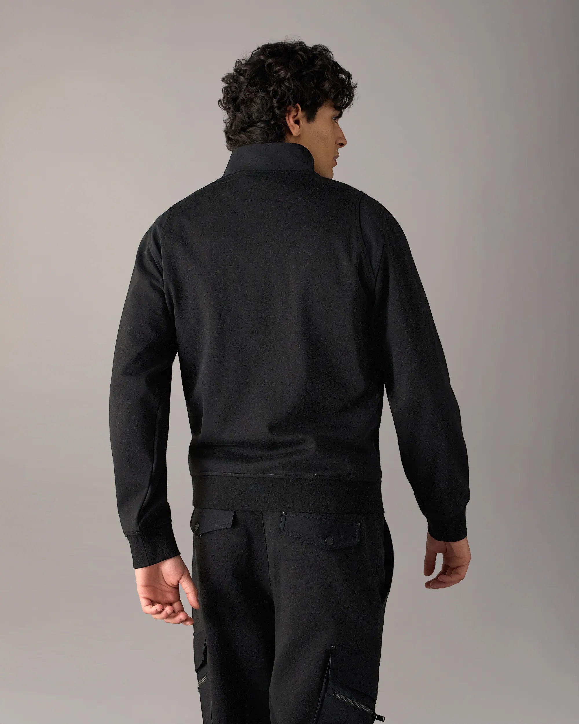 Moose Knuckles, Dalon Quarter-Zip Black Sweatshirt