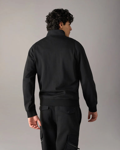 Moose Knuckles, Dalon Quarter-Zip Black Sweatshirt