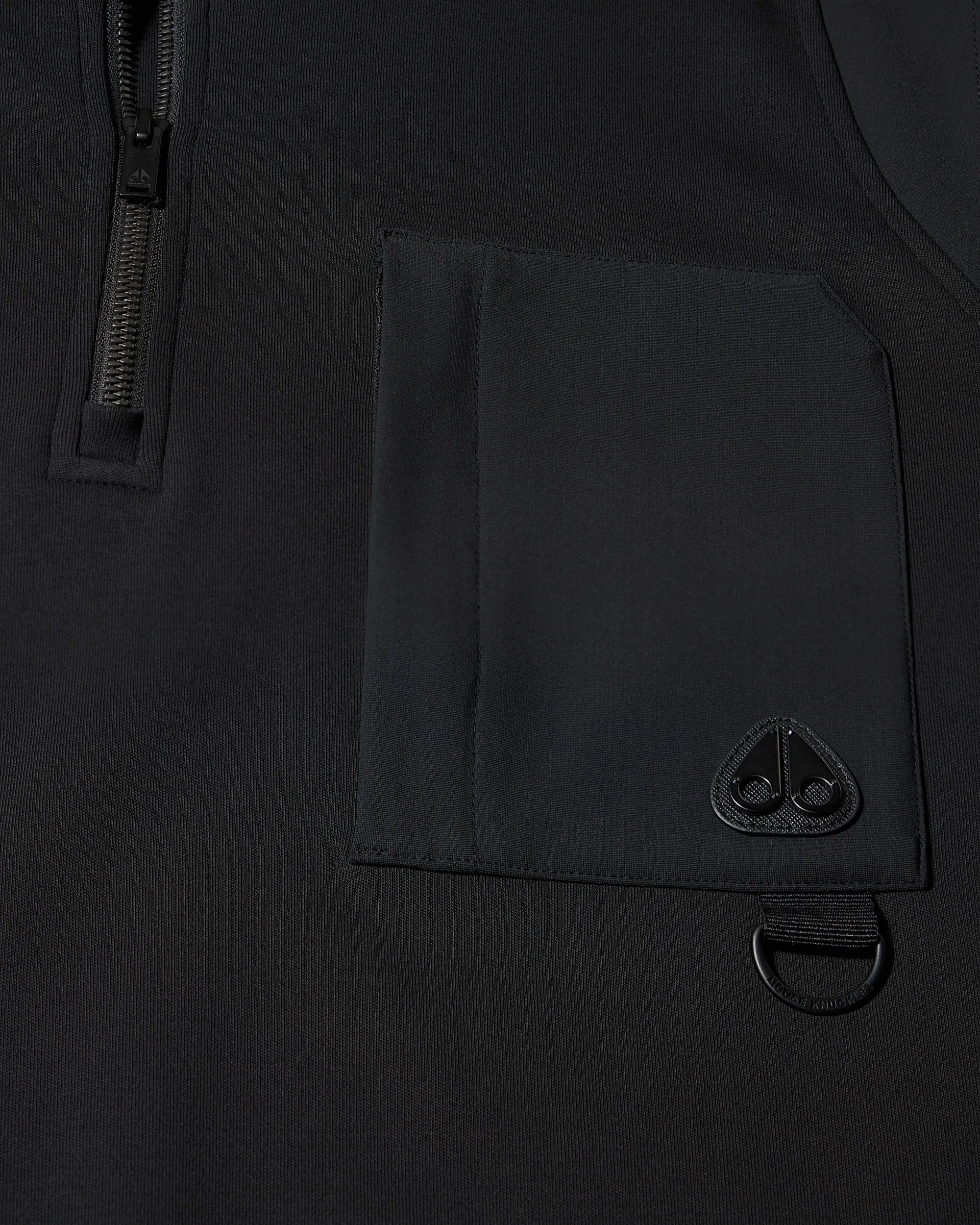 Moose Knuckles, Dalon Quarter-Zip Black Sweatshirt