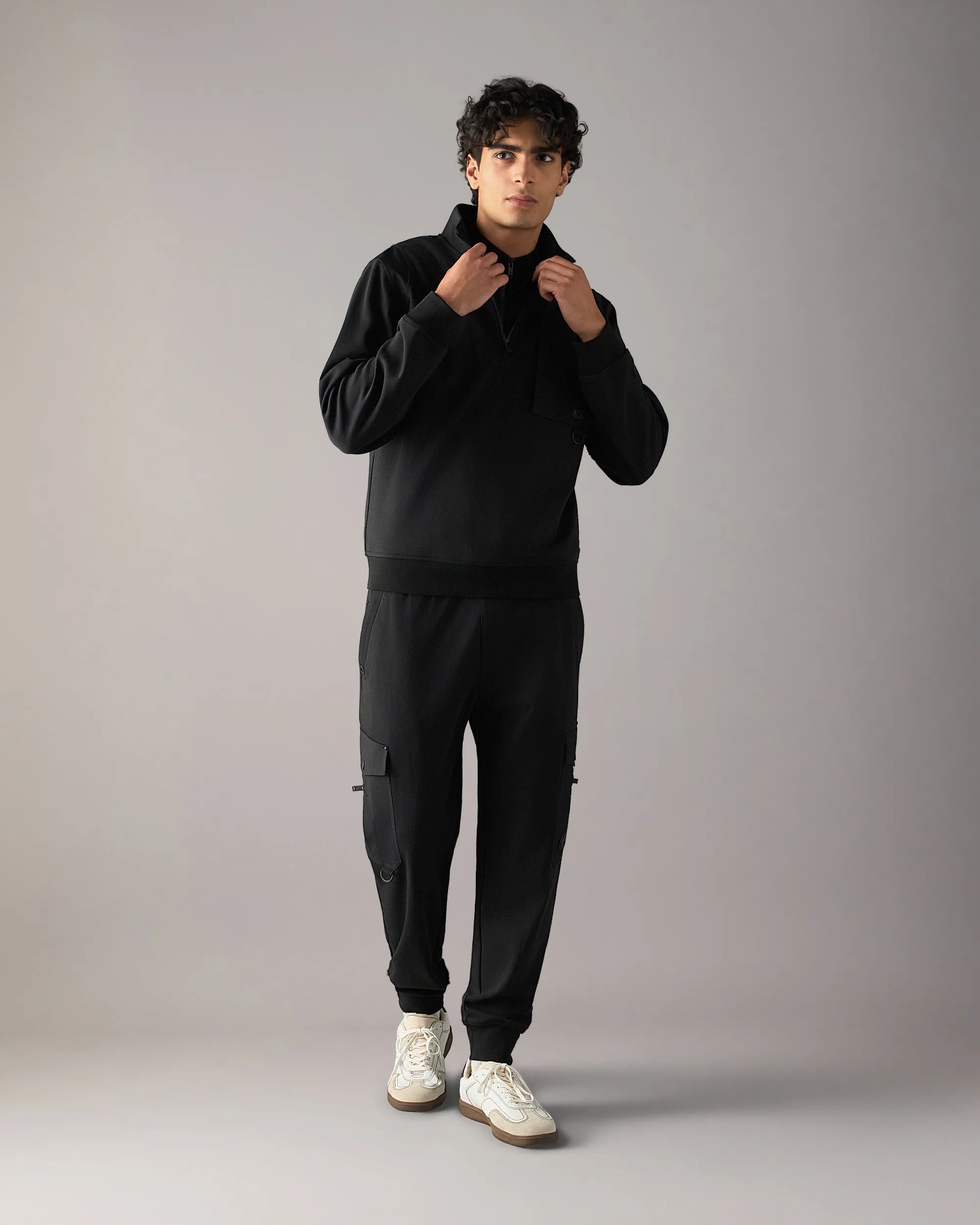 Moose Knuckles, Dalon Quarter-Zip Black Sweatshirt