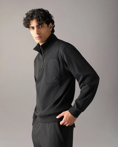 Moose Knuckles, Dalon Quarter-Zip Black Sweatshirt