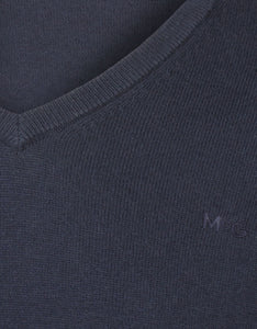 McGregor,  V-Neck Cotton/Merino Navy Sweater