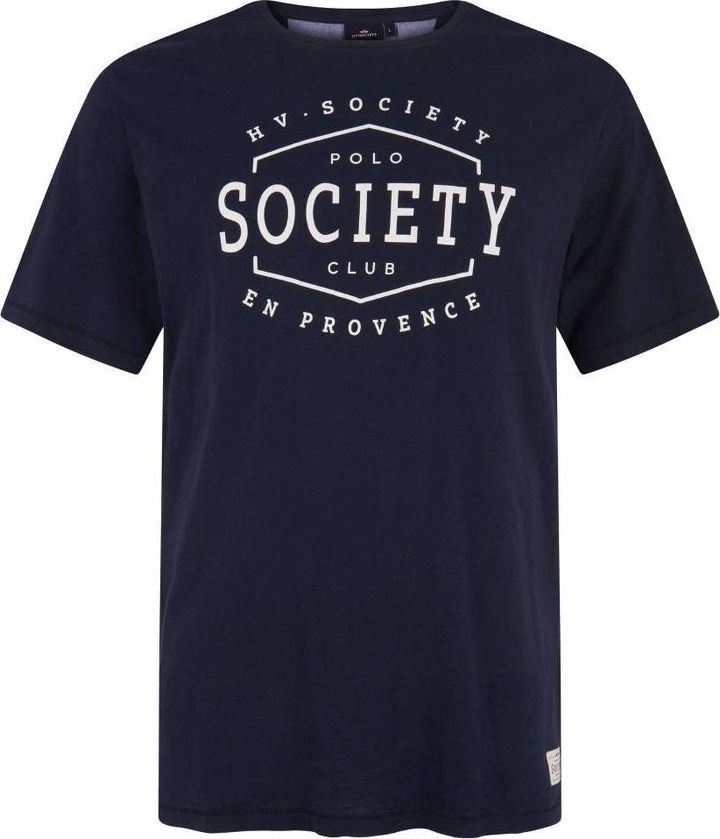Hv Society, Navy  Logo Print T-Shirt