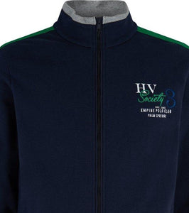 Hv Society, Navy Cardigan With Green Contrasting