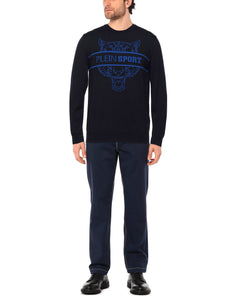 Plein Sport, Merino Stylish Sweater Navy Blue
