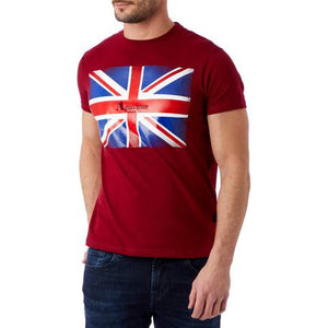 Aquascutum, Bordeaux T-Shirt With Union Jack Flag Logo