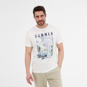 Lerros, White Classic T-shirt With Summery Print