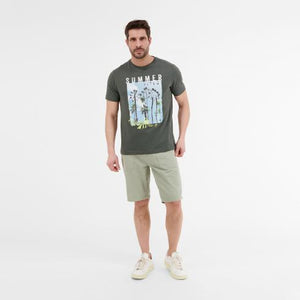 Lerros, Olive Classic T-shirt With Summery Print