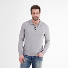 Load image into Gallery viewer, Lerros, Grey Flat-knit Poloshirt With Longsleeves
