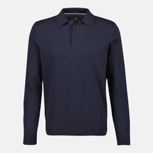 Load image into Gallery viewer, Lerros, Navy Flat-knit Poloshirt With Longsleeves
