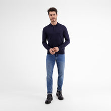 Load image into Gallery viewer, Lerros, Navy Flat-knit Poloshirt With Longsleeves
