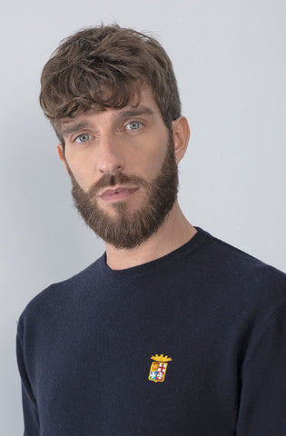Marina Militare,Navy Basic Crew Neck Wool Sweater