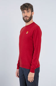 Marina Militare,Red Basic Crew Neck Wool Sweater