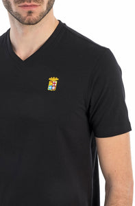 Marina Militare,Black Basic V-Neck T-Shirt