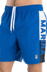 Marina Militare,Royal Blue Swimming Shorts With Patchwork