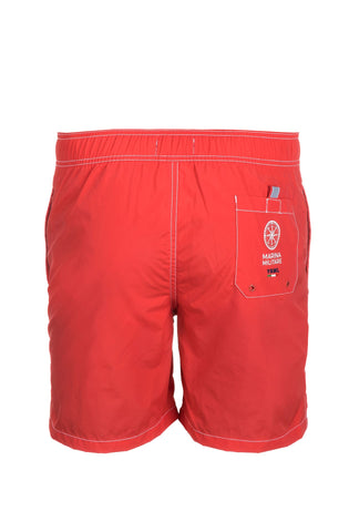 Marina Militare,Red Swim Short With Print