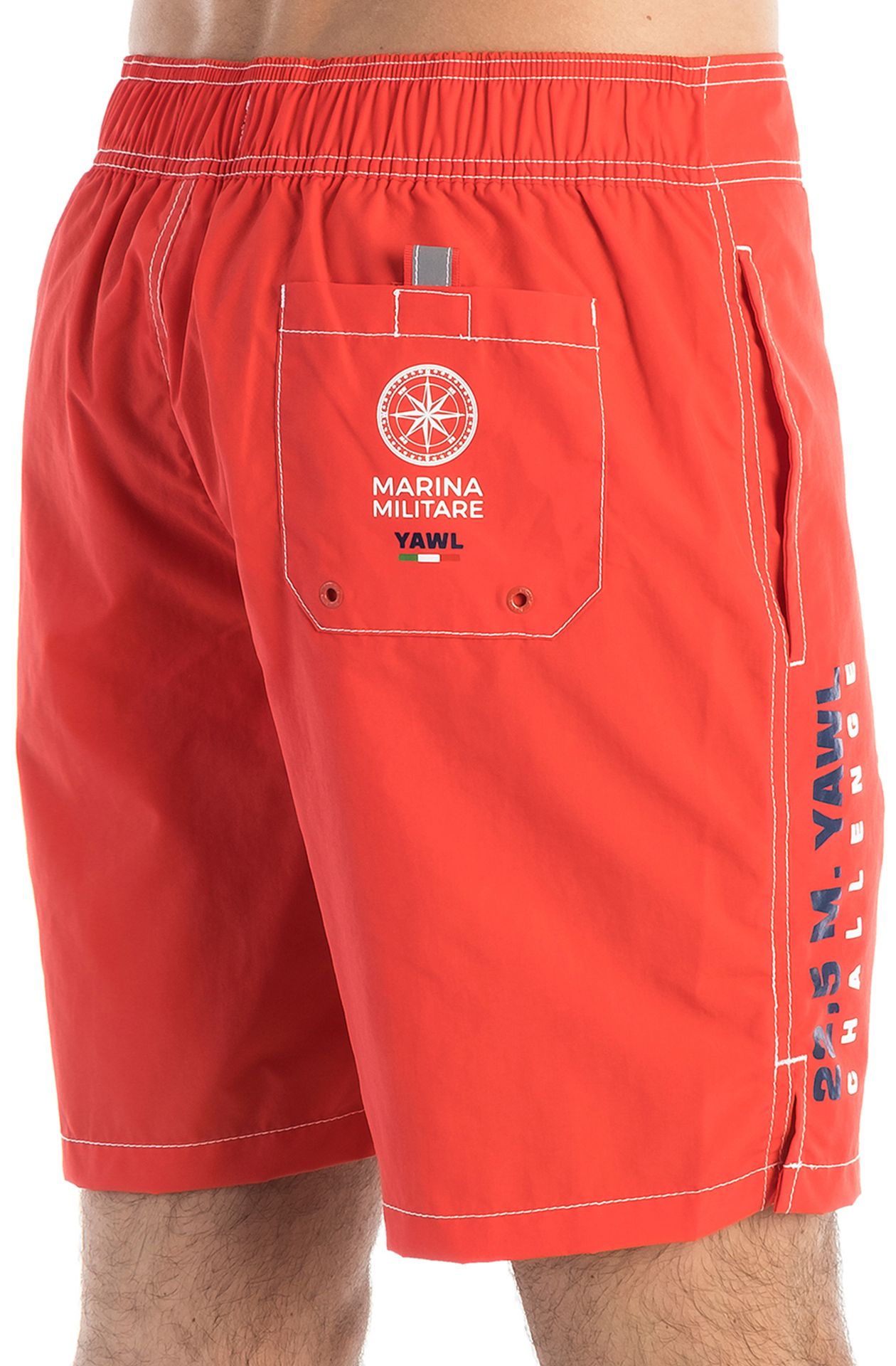 Marina Militare,Red Swim Short With Print
