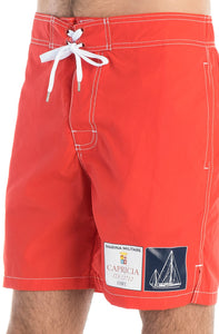 Marina Militare,Red Swim Short With Print