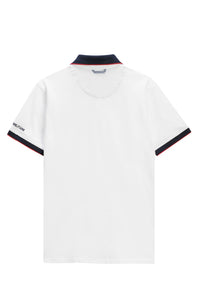 Marina Militare, White And Navy Polo Shirt In Cotton Piquet
