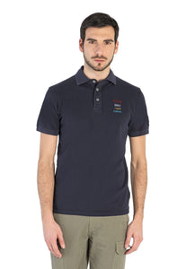 Marina Militare, Dark Navy Polo With Central Print Of A Helicopter