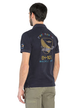 Load image into Gallery viewer, Marina Militare, Dark Navy Polo With Central Print Of A Helicopter
