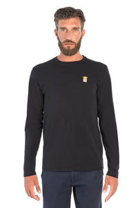Marina Militare, Black Basic Long Sleeve T-Shirt With Round Neck