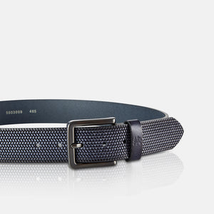 Lerros, Navy Belt  In Embossed Buffalo Leather