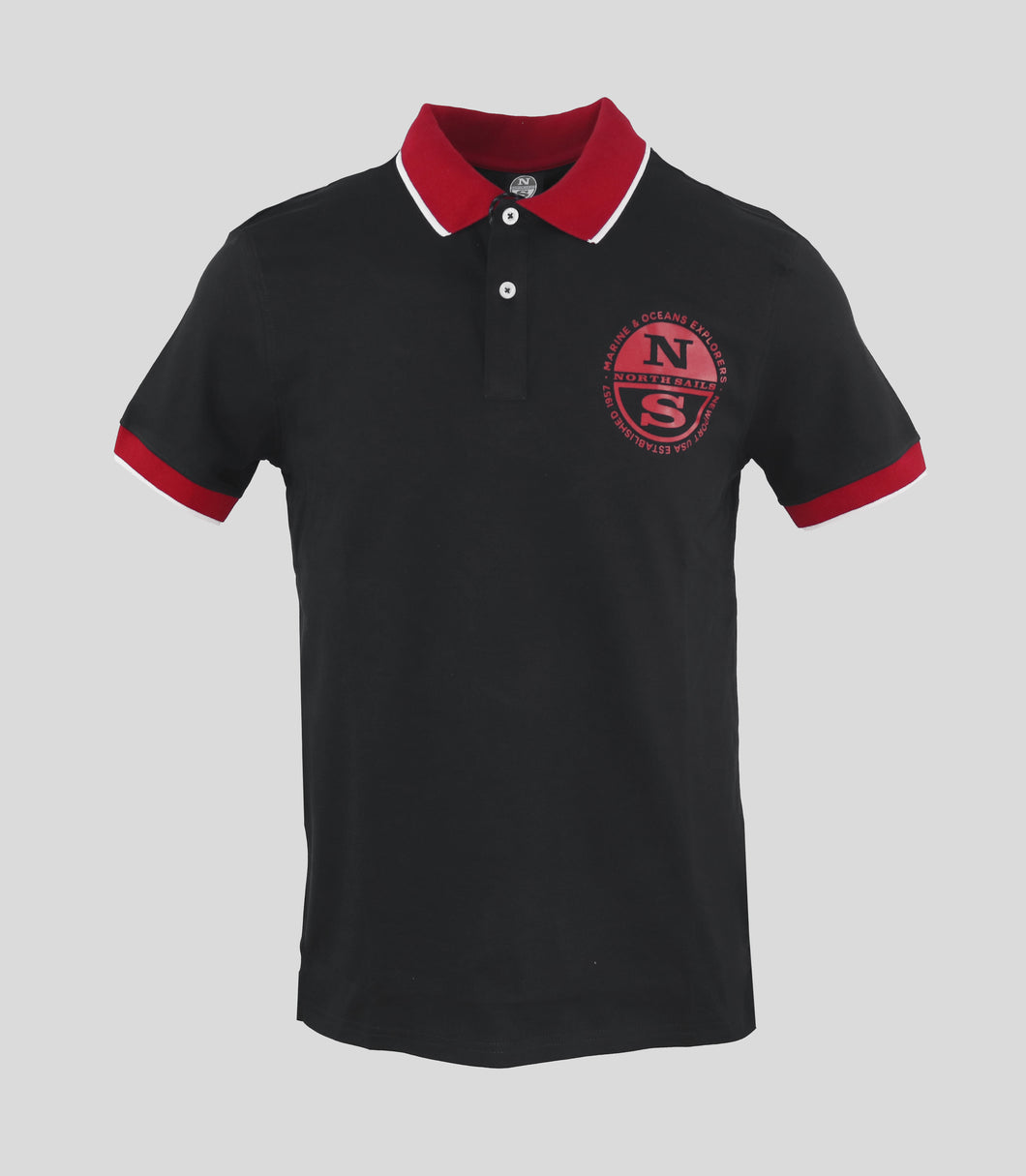 North Sails, Classic Black Polo Shirt With Emblem On The Chest