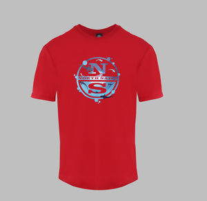 North Sails, Red T-Shirt  With Logo Of The Brand