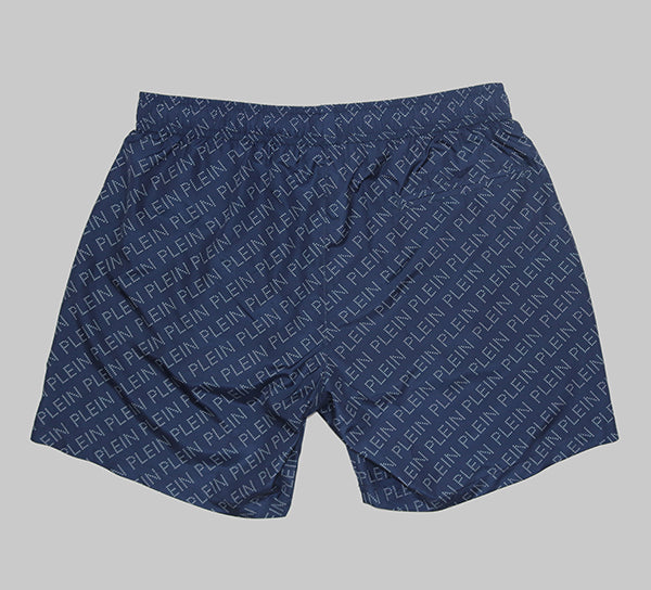 Phillip Plein,Repetitive Logo Navy SwimShorts