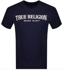 True Religion, Navy Raised Embroidered Logo Tee